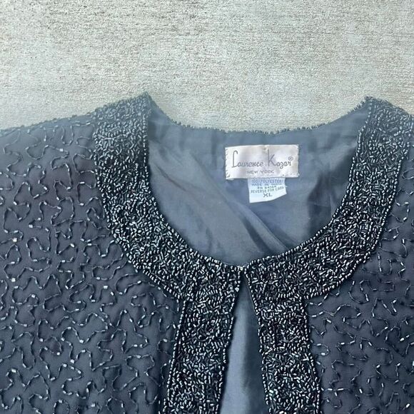 Vintage‎ Laurence Kazar Black beaded Cardigan Size XL - Picture 2 of 6